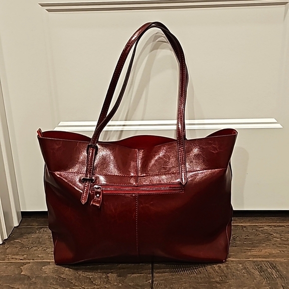 Kattee Dark Lipstick Red Leather Hand Bag - Picture 2 of 6